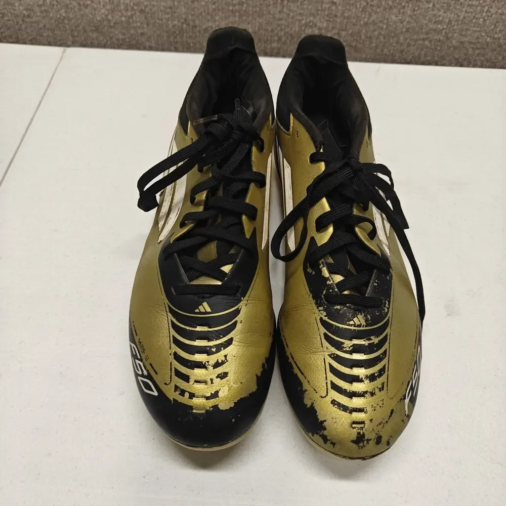 Adidas Messi F50 League FG/MG ME Mens Size 8 Soccer Cleats Black Gold